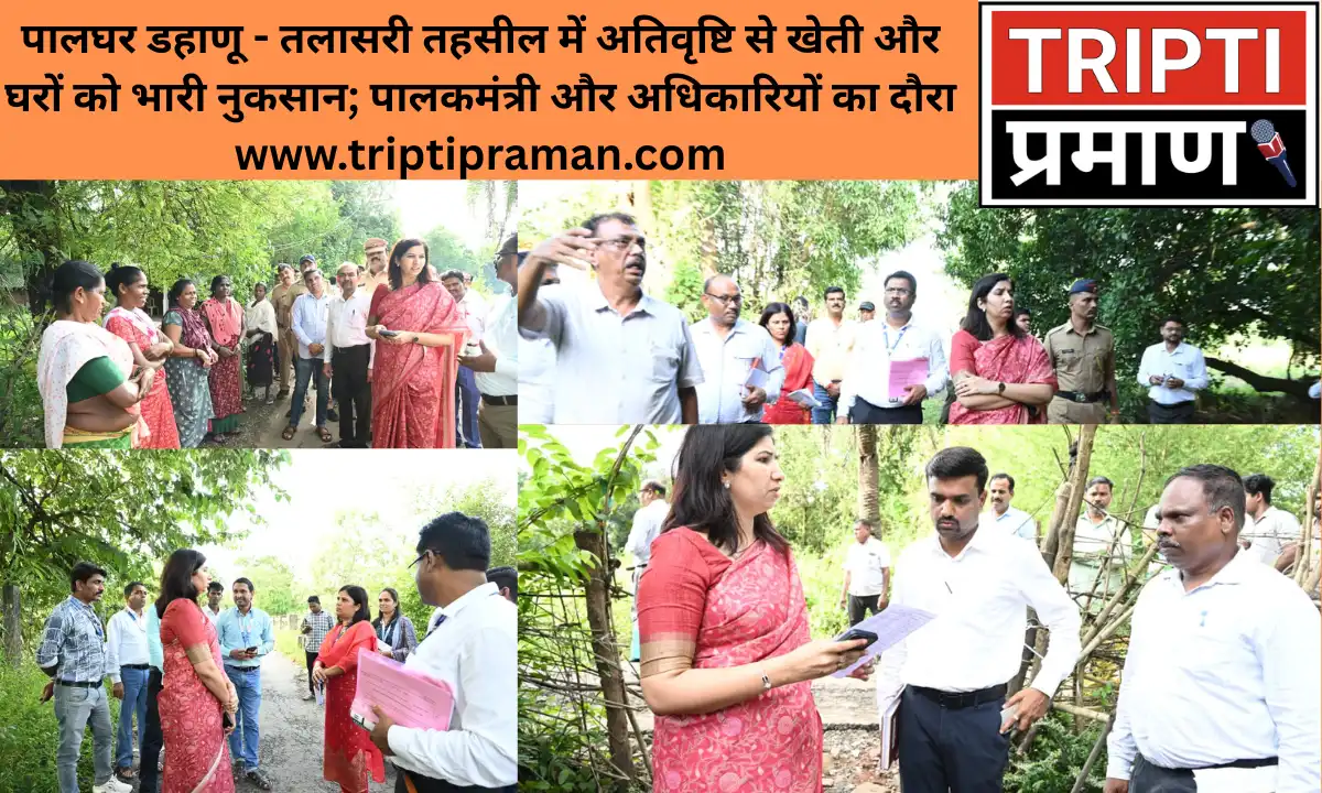 पालघर डहाणू – तलासरी तहसील में अतिवृष्टि से खेती और घरों को भारी नुकसान; पालकमंत्री और अधिकारियों का दौरा |