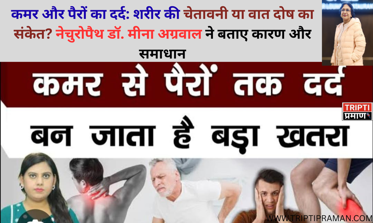 कमर और पैरों का दर्द: शरीर की चेतावनी या वात दोष का संकेत? नेचुरोपैथ डॉ. मीना अग्रवाल ने बताए कारण और समाधान |