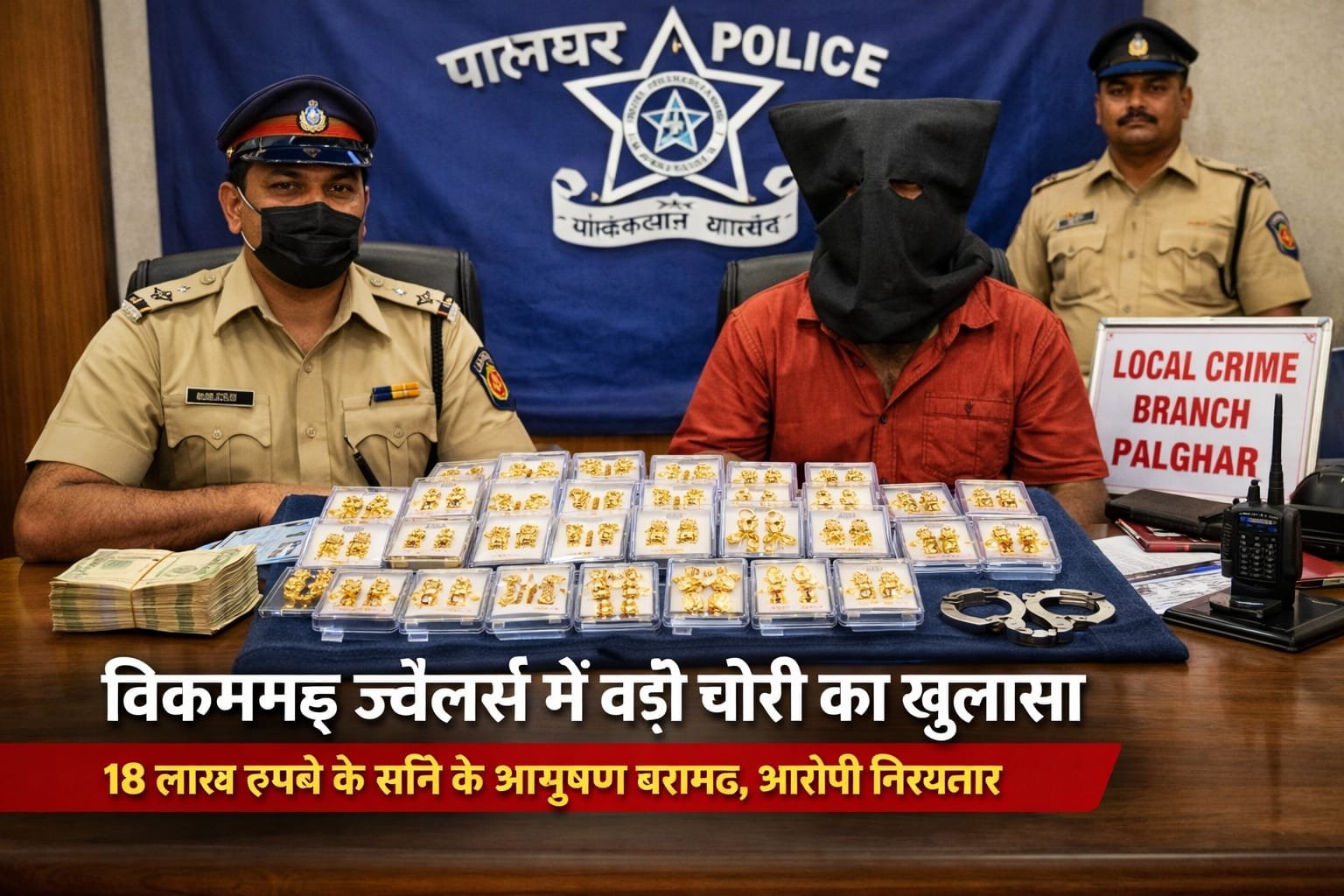 पालघर पुलिस ने विक्रमगढ़ के ज्वैलर्स से हुई 18 लाख रुपये की सोने की चोरी का रहस्य खोला, आदतन अपराधी गिरफ्तार |