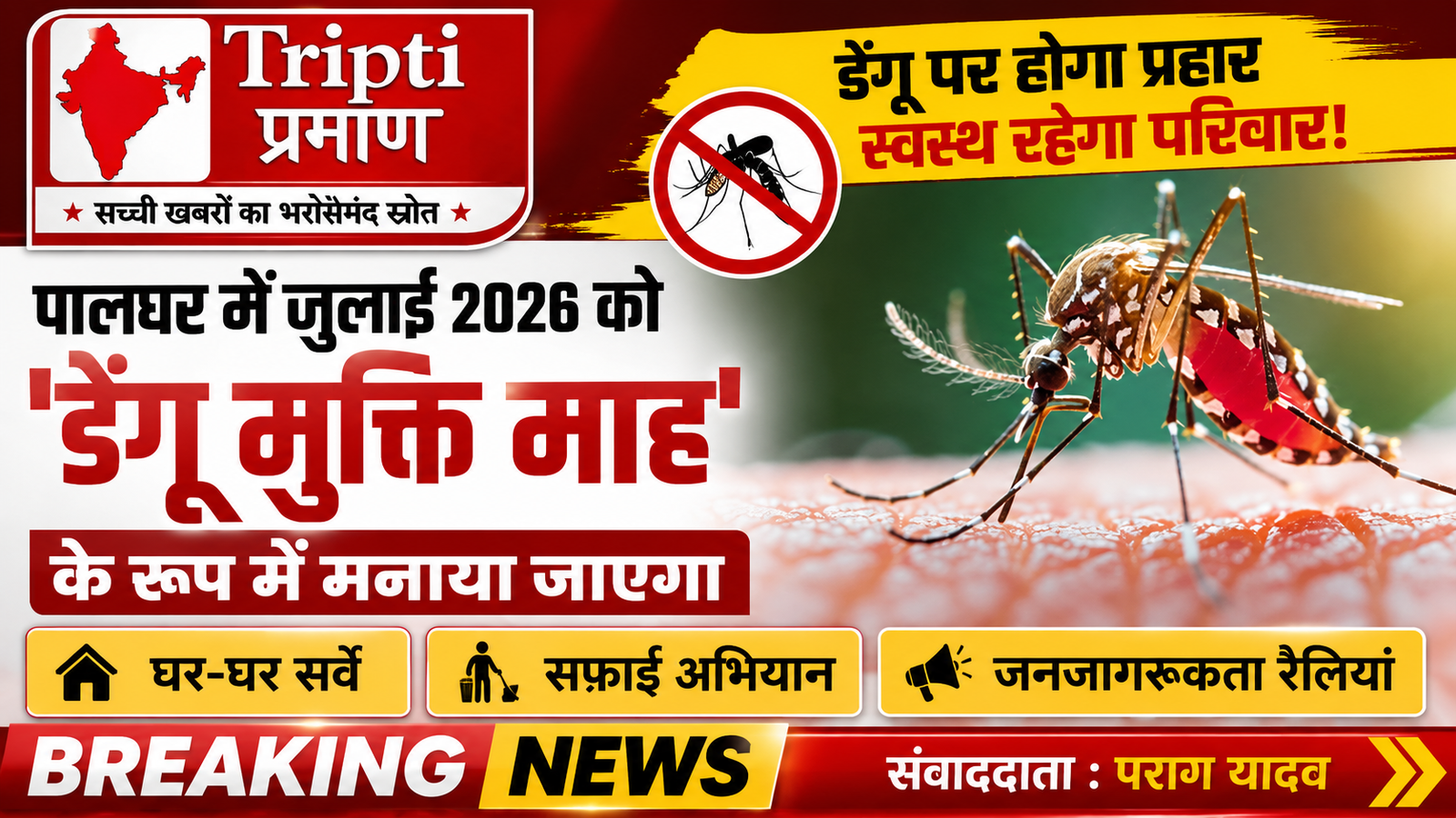 पालघर में जुलाई होगा ‘डेंगू मुक्ति माह’: स्वास्थ्य विभाग का बड़ा अभियान, जानिए कैसे बचें इस जानलेवा बीमारी से |