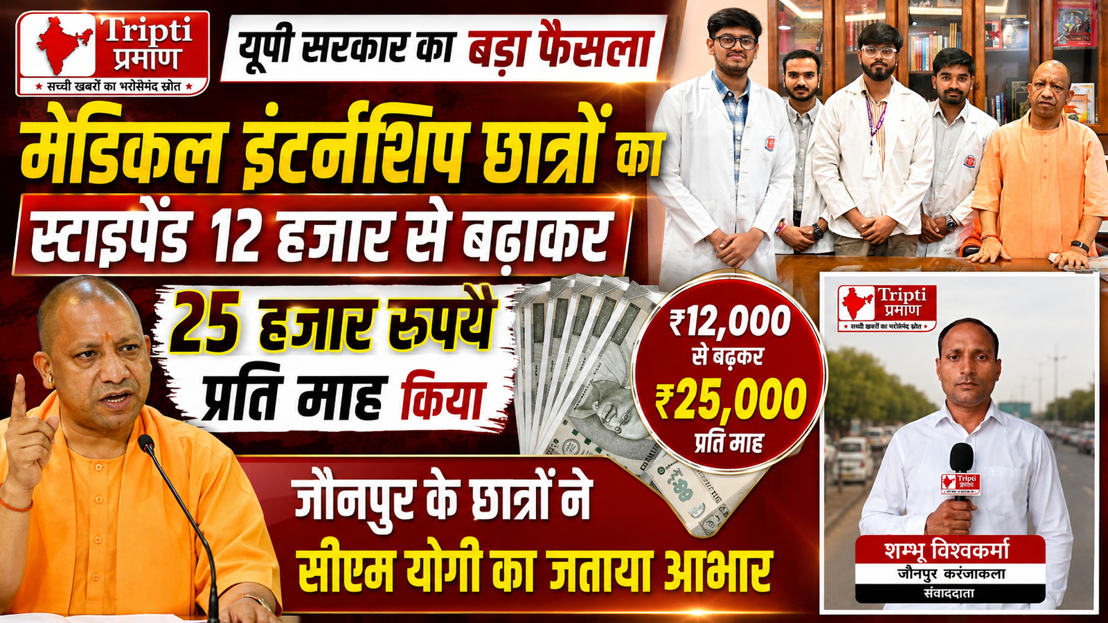 मेडिकल कॉलेज के इंटर्नशिप डॉक्टरों का भत्ता सरकार ने बढ़ाया, छात्रों में खुशी की लहर |
