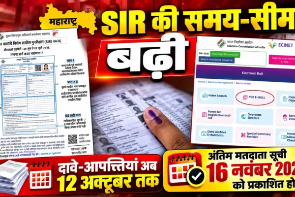 महाराष्ट्र में SIR कार्यक्रम की समय-सीमा बढ़ी, दावे-आपत्तियां अब 12 अक्टूबर तक |