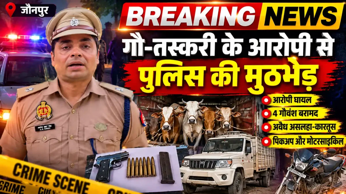 गौ-तस्करी के आरोपी से पुलिस की मुठभेड़, असलहा-कारतूस बरामद |